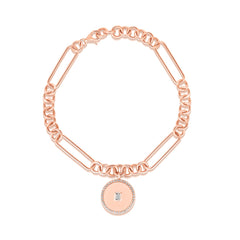 Baguette Medallion Charm Bracelet, 14k rose gold - URBAETIS Fine Jewelry
