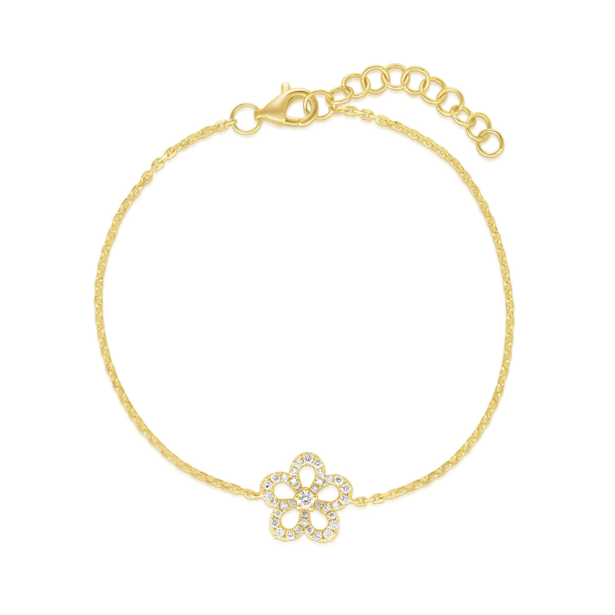 Diamond Wild Flower Bracelet, 14k Yellow Gold- URBAETIS Fine Jewelry