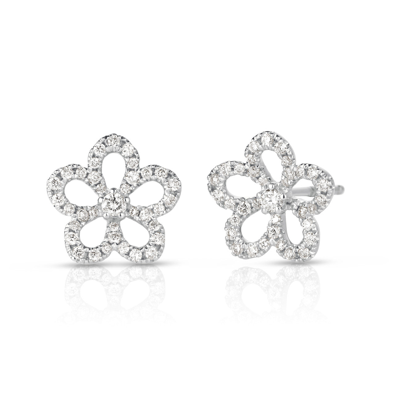 Diamond Wild Flower Studs, 14K White Gold- URBAETIS Fine Jewelry