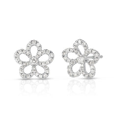 Diamond Wild Flower Studs, 14K White Gold- URBAETIS Fine Jewelry