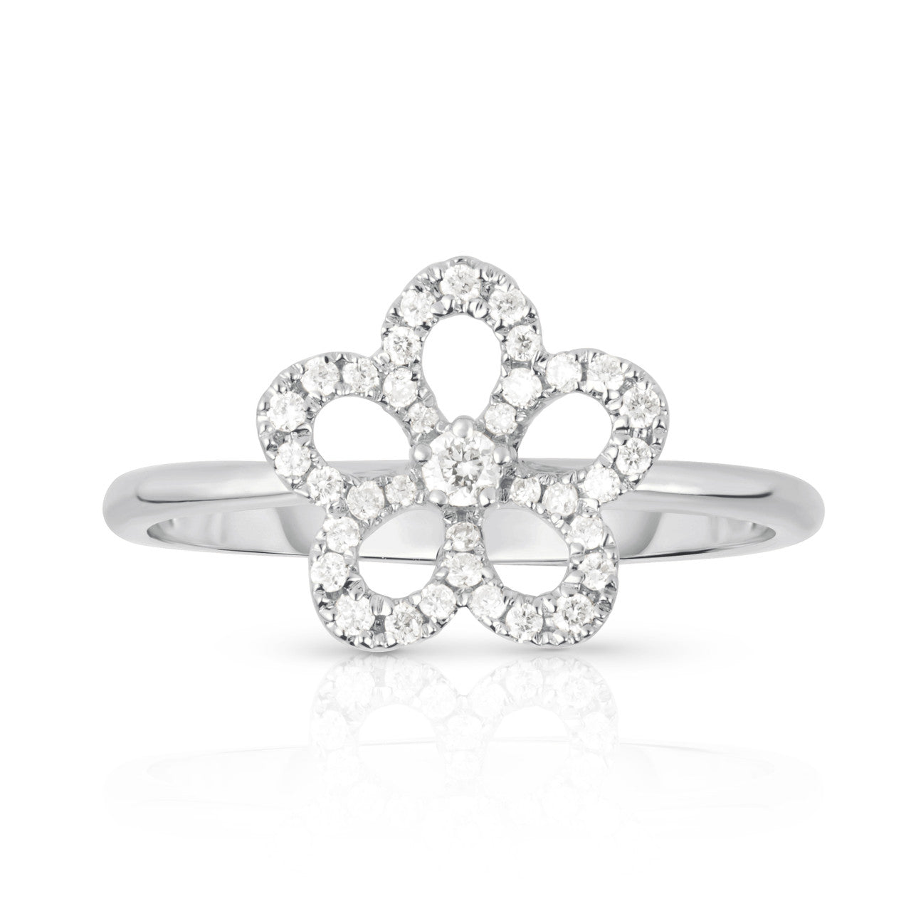 Diamond Wild Flower Ring, 14K White Gold- URBAETIS Fine Jewelry