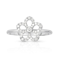 Diamond Wild Flower Ring, 14K White Gold- URBAETIS Fine Jewelry