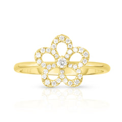 Diamond Wild Flower Ring, 14K Yellow Gold- URBAETIS Fine Jewelry