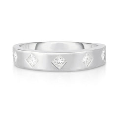 Inlay Princess Cut Diamond Ring, 14K White Gold- URBAETIS Fine Jewelry