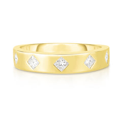 Inlay Princess Cut Diamond Ring, 14K yellow Gold- URBAETIS Fine Jewelry