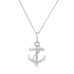 Dainty Diamond Anchor Necklace, 14k white gold - URBAETIS Fine Jewelry