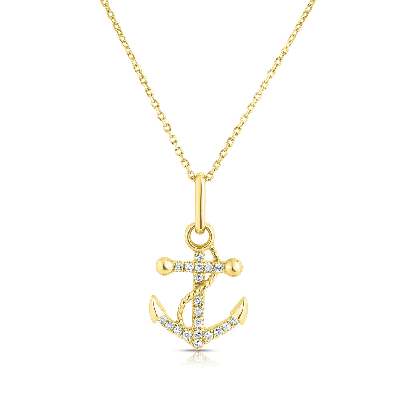 Dainty Diamond Anchor Necklace, 14k yellow gold - URBAETIS Fine Jewelry