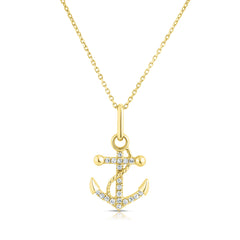 Dainty Diamond Anchor Necklace, 14k yellow gold - URBAETIS Fine Jewelry