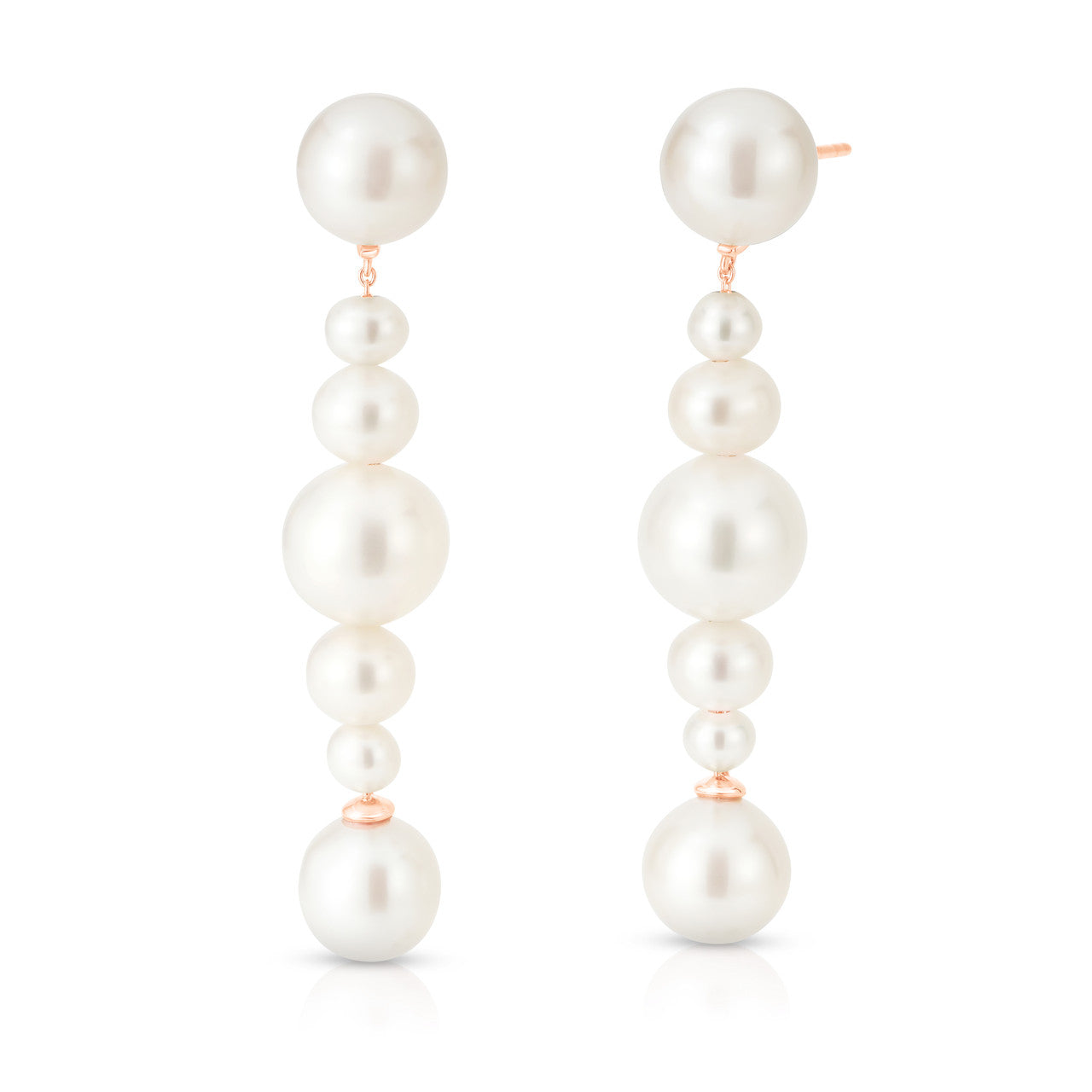 Pearl Dangle Earrings, 14K Rose Gold- URBAETIS Fine Jewelry