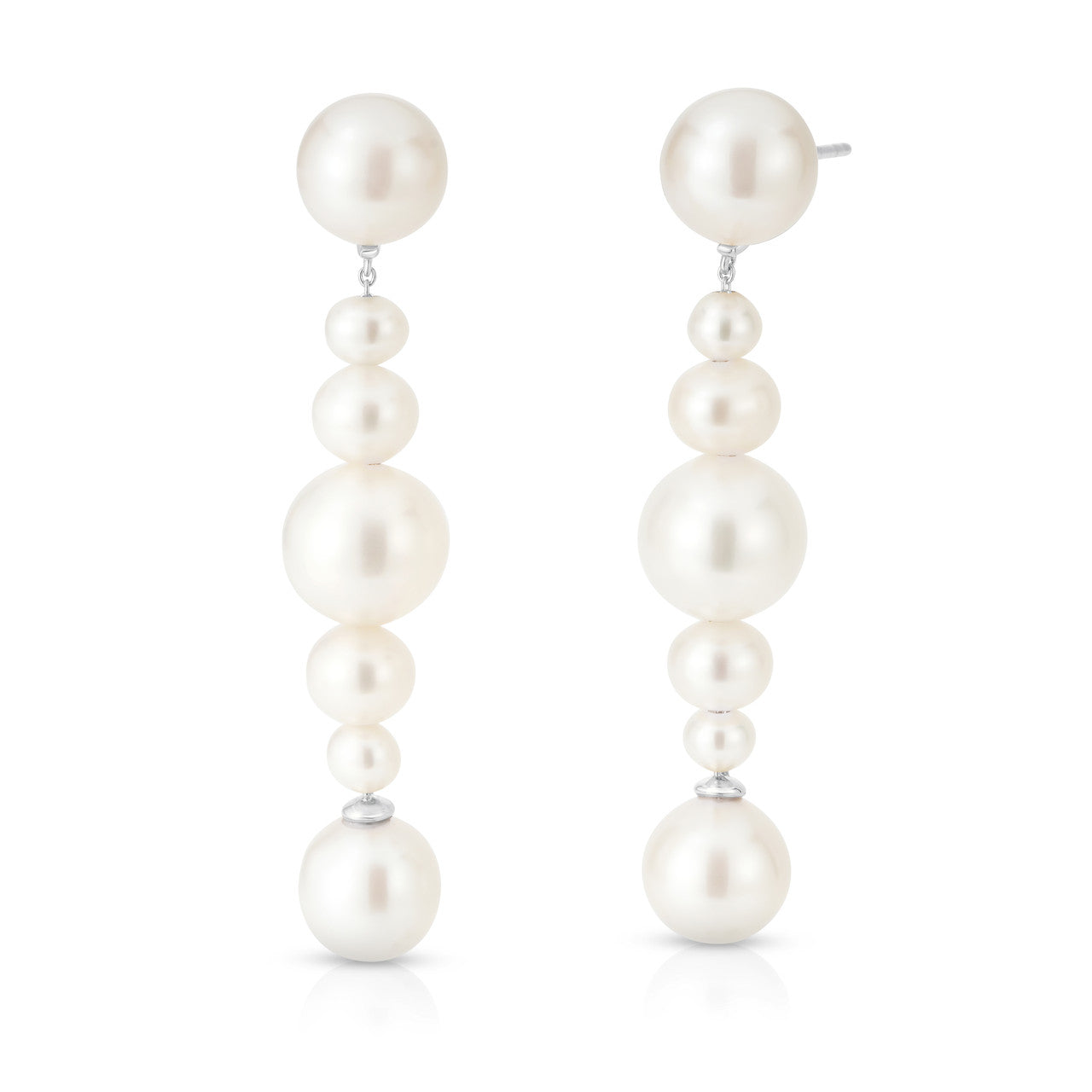Pearl Dangle Earrings, 14K White Gold- URBAETIS Fine Jewelry
