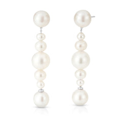 Pearl Dangle Earrings, 14K White Gold- URBAETIS Fine Jewelry