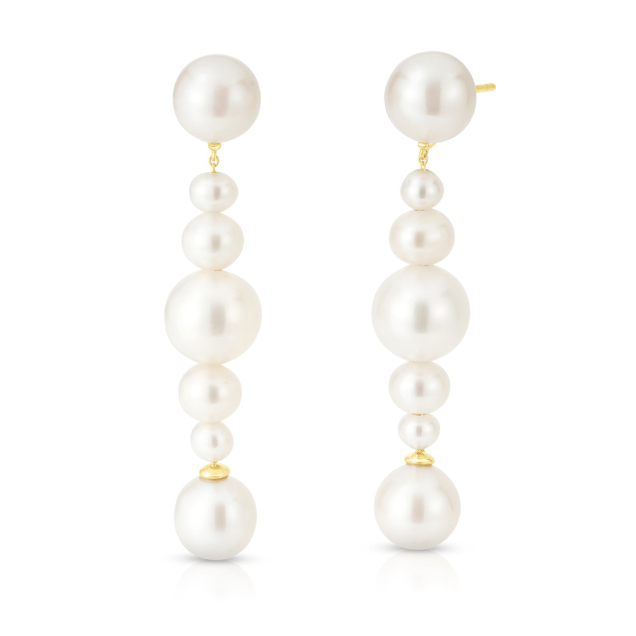 Pearl Dangle Earrings, 14K Yellow Gold- URBAETIS Fine Jewelry