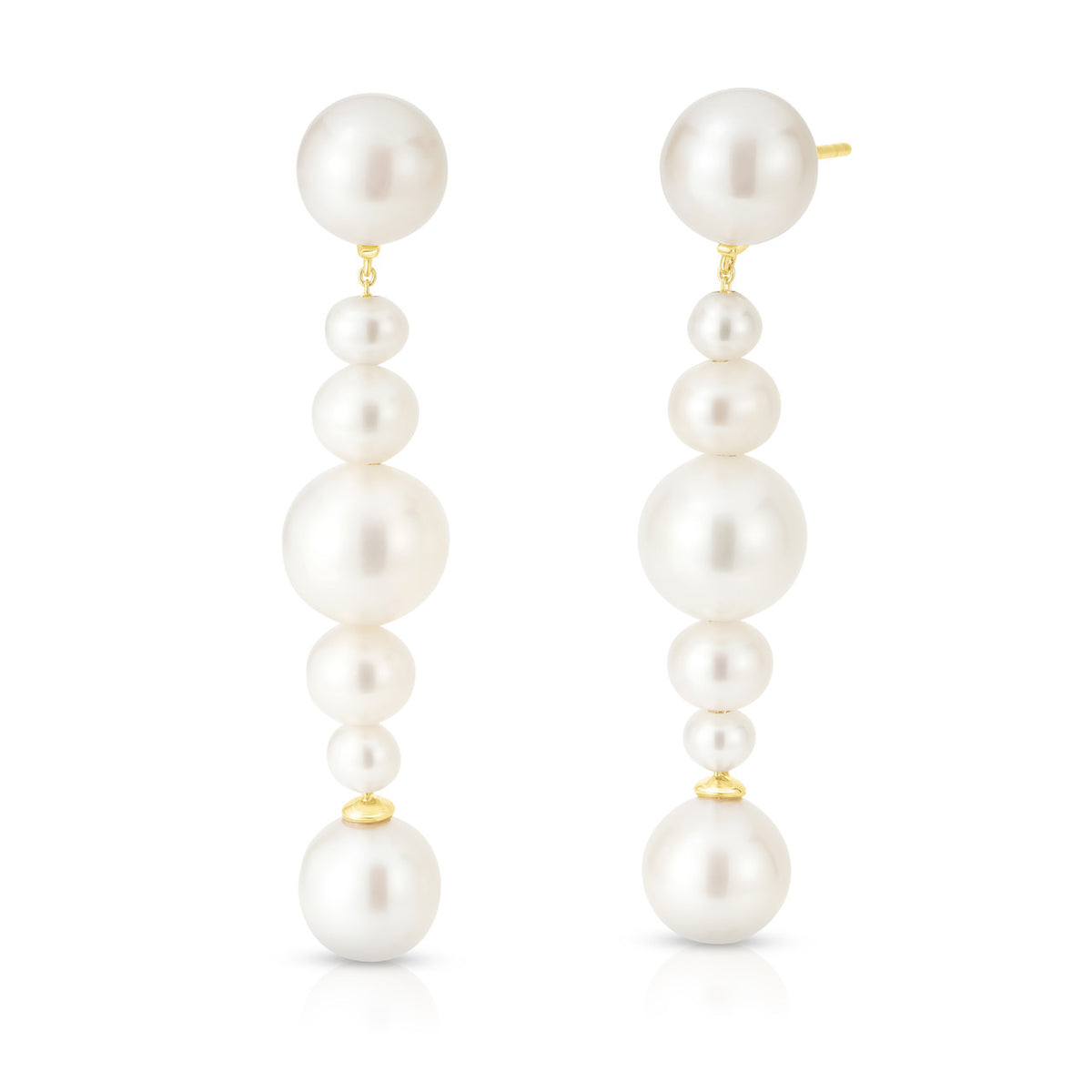Pearl Dangle Earrings, 14K Yellow Gold- URBAETIS Fine Jewelry