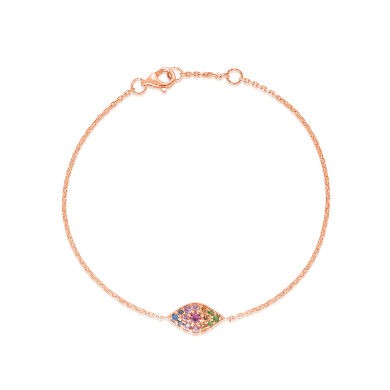 Rainbow Evil Eye Bracelet, 14k rose gold - URBAETIS Fine Jewelry