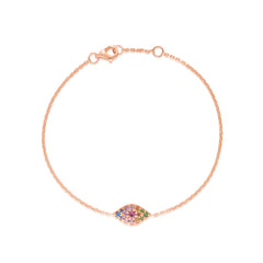 Rainbow Evil Eye Bracelet, 14k rose gold - URBAETIS Fine Jewelry