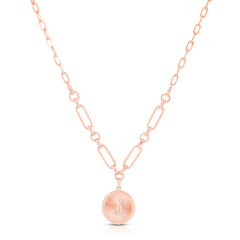 Diamond Initial Medallion Necklace, 14K Rose Gold- URBAETIS Fine Jewelry