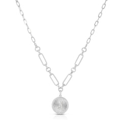 Diamond Initial Medallion Necklace, 14K White Gold- URBAETIS Fine Jewelry