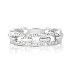 Diamond Chain Ring, 14K White Gold- URBAETIS Fine Jewelry