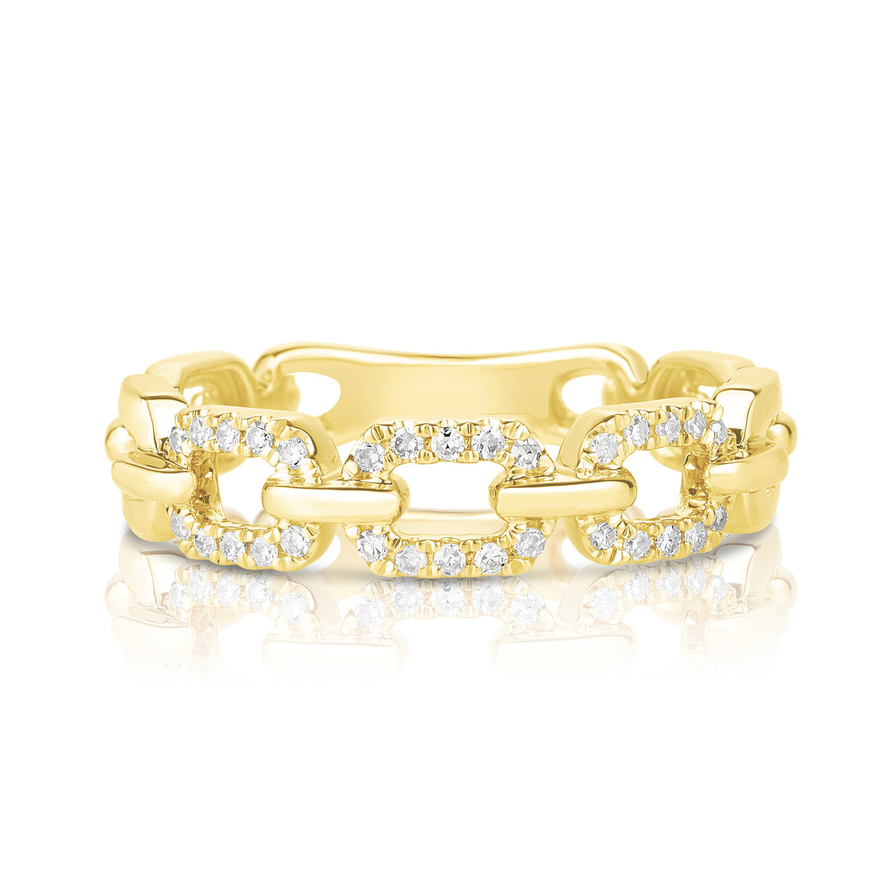 Diamond Chain Ring, 14K Yellow Gold- URBAETIS Fine Jewelry