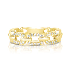Diamond Chain Ring, 14K Yellow Gold- URBAETIS Fine Jewelry