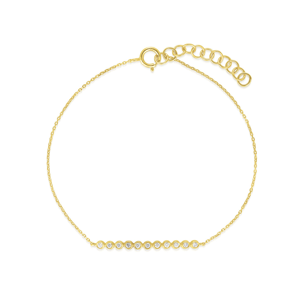 Tiny Bezel Set Diamond Bracelet, 14K Yellow Gold-URBAETIS  Fine jewelry