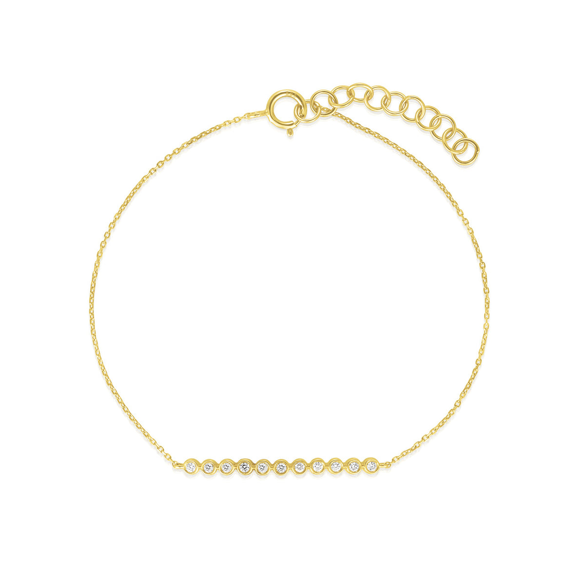 Tiny Bezel Set Diamond Bracelet, 14K Yellow Gold-URBAETIS  Fine jewelry