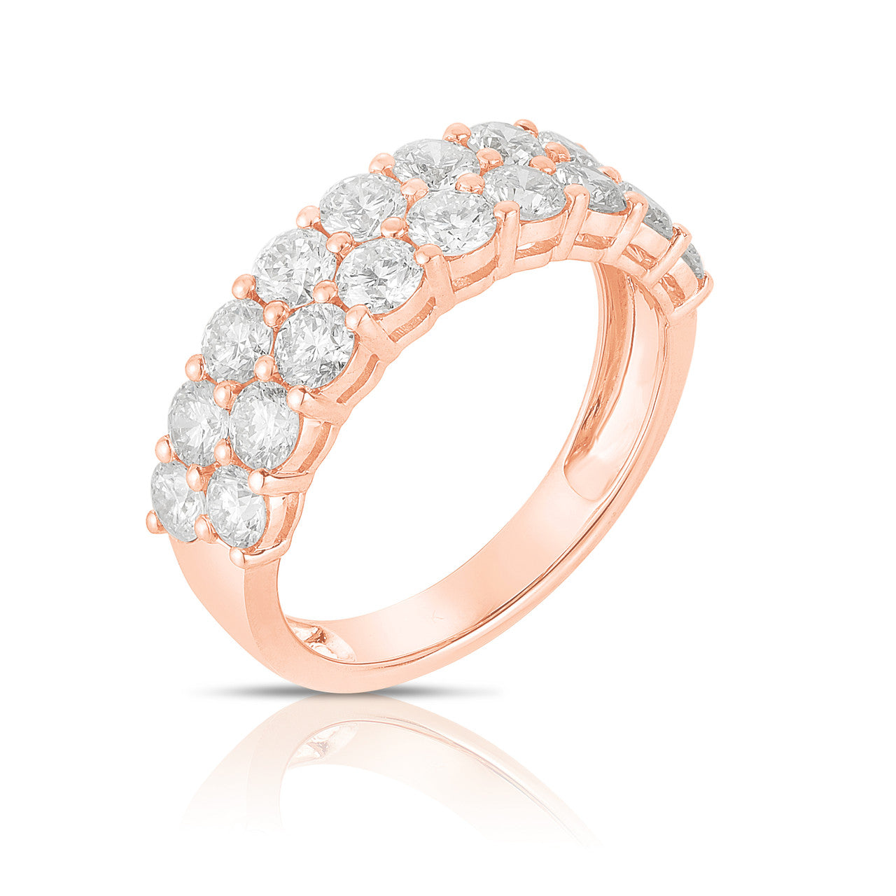 Stacked Diamond Half Eternity Band, 14k rose gold, side view - URBAETIS Fine Jewelry