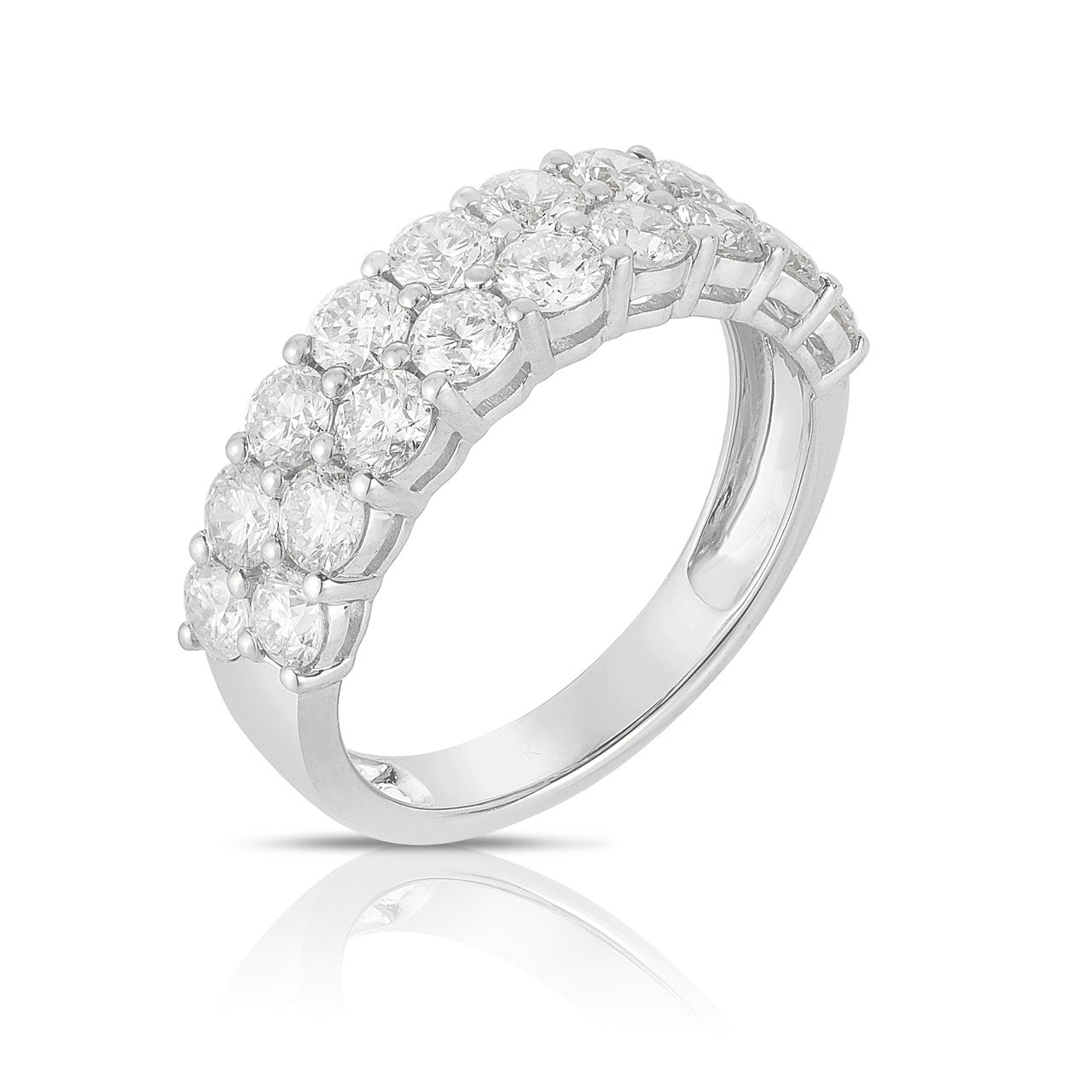 Stacked Diamond Half Eternity Band, 14k white gold, side view - URBAETIS Fine Jewelry