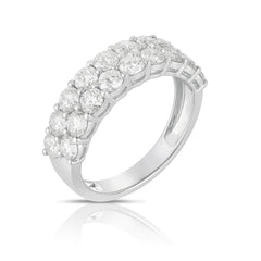 Stacked Diamond Half Eternity Band, 14k white gold, side view - URBAETIS Fine Jewelry