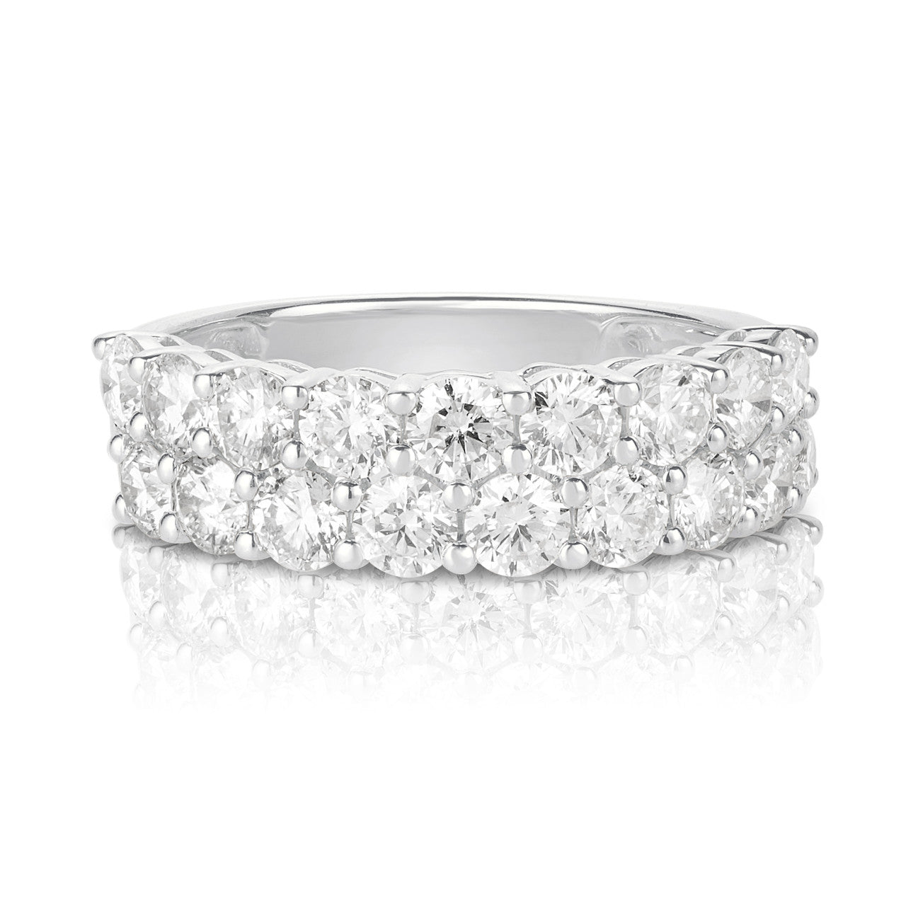 Stacked Diamond Half Eternity Band, 14k white gold - URBAETIS Fine Jewelry