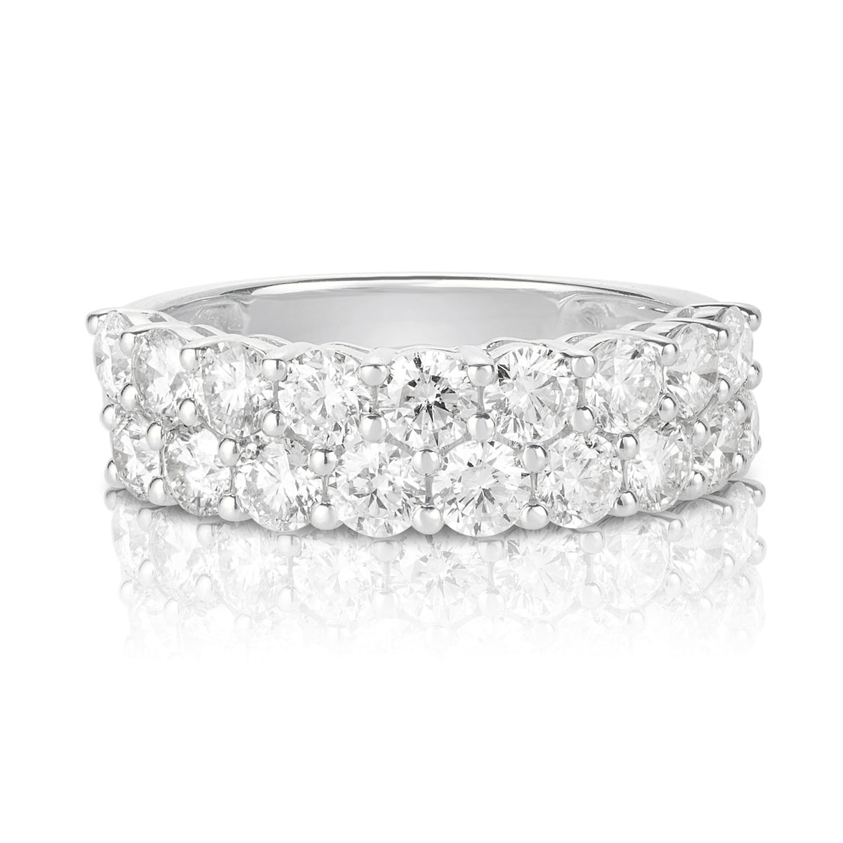 Stacked Diamond Half Eternity Band, 14k white gold - URBAETIS Fine Jewelry