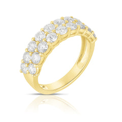 Stacked Diamond Half Eternity Band, 14k yellow gold, side view - URBAETIS Fine Jewelry