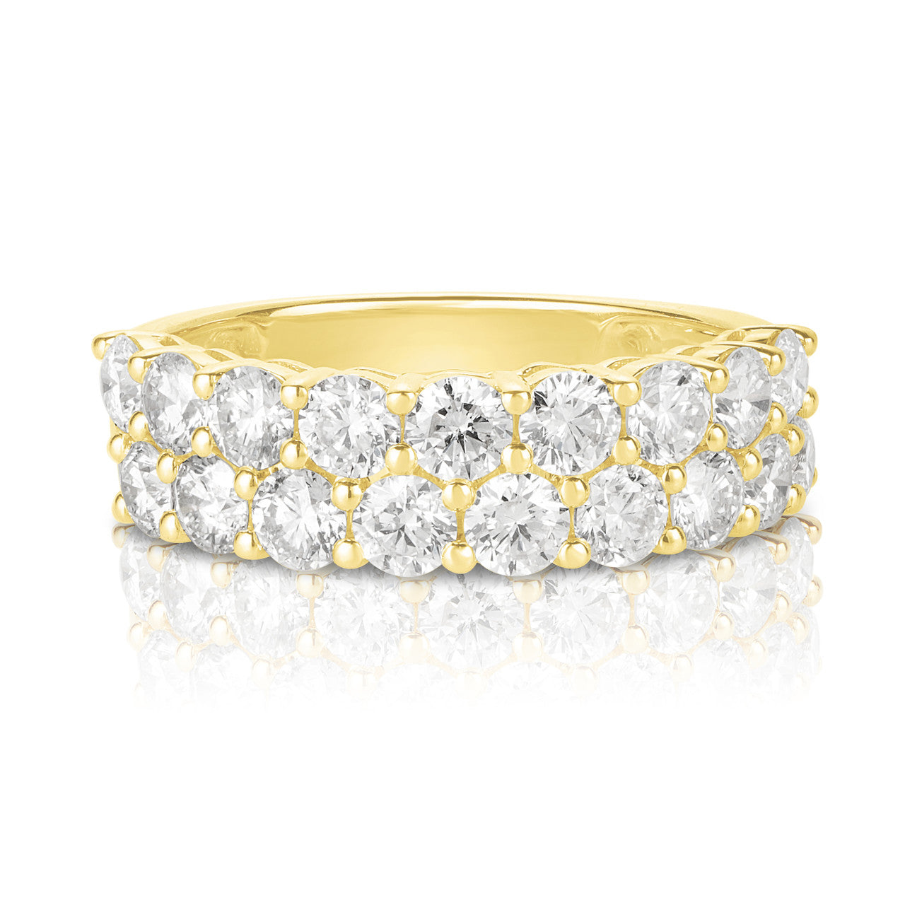 Stacked Diamond Half Eternity Band, 14k yellow gold - URBAETIS Fine Jewelry