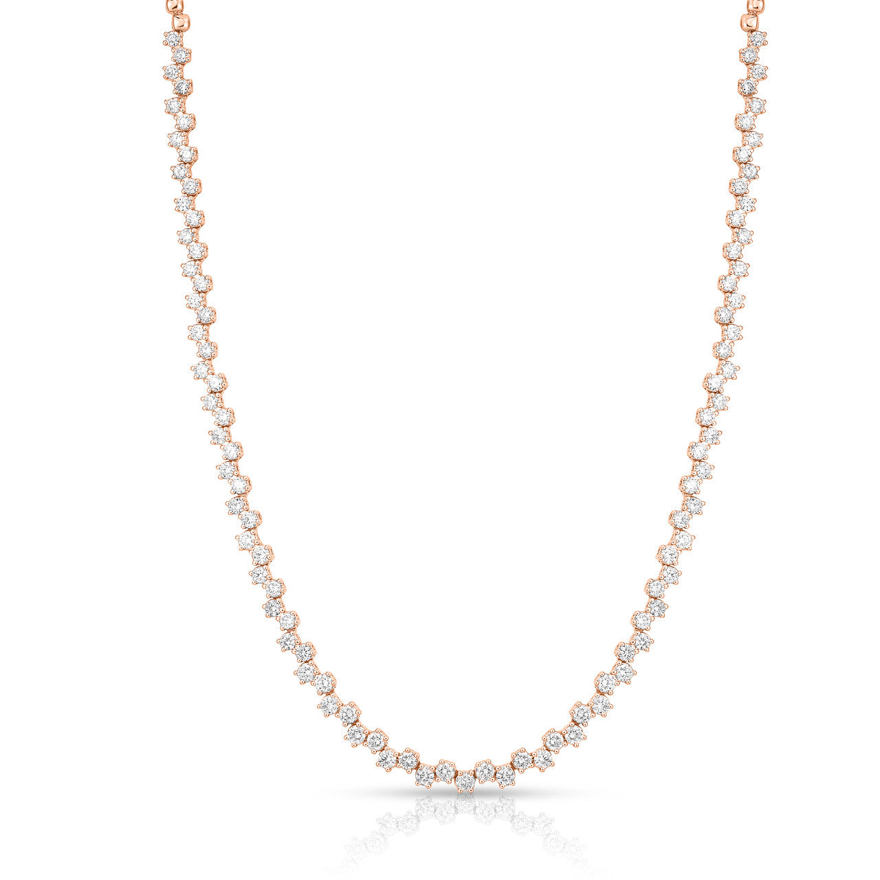 Offset Diamond Tennis Necklace, 14k rose Gold- URBAETIS Fine Jewelry