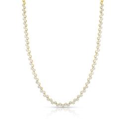 Offset Diamond Tennis Necklace, 14k yellow gold- URBAETIS Fine Jewelry