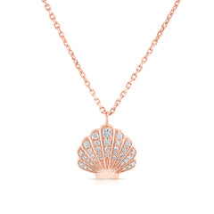 Diamond Seashell Necklace, 14K Rose Gold- URBAETIS Fine Jewelry