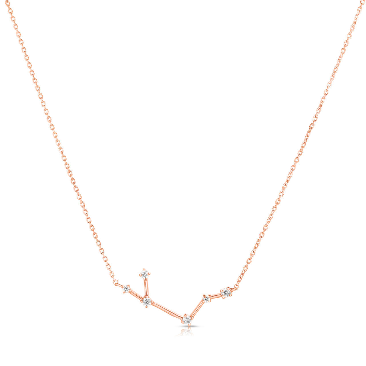 Aries Diamond Constellation Zodiac Necklace, 14k Rose Gold- URBAETIS Fine Jewelry