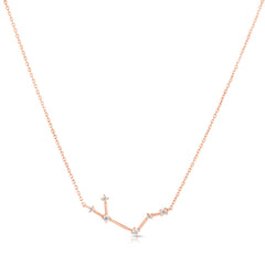 Aries Diamond Constellation Zodiac Necklace, 14k Rose Gold- URBAETIS Fine Jewelry