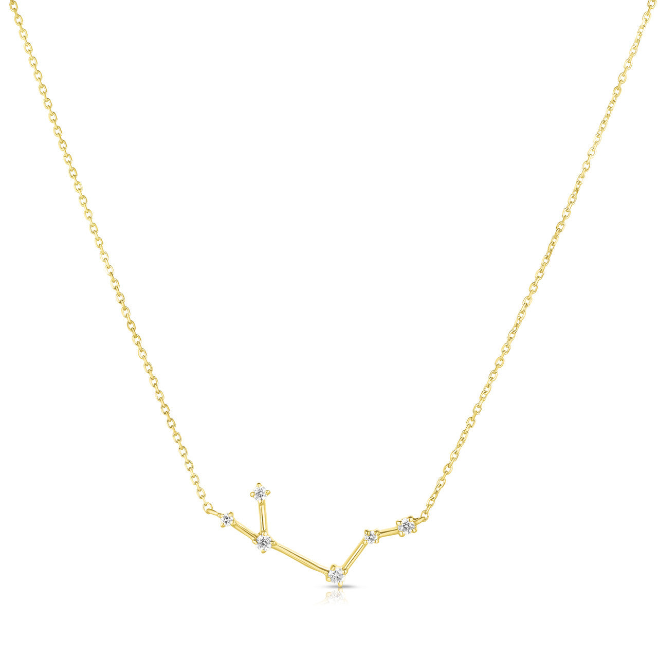 Aries Diamond Constellation Zodiac Necklace, 14k Yellow Gold- URBAETIS Fine Jewelry