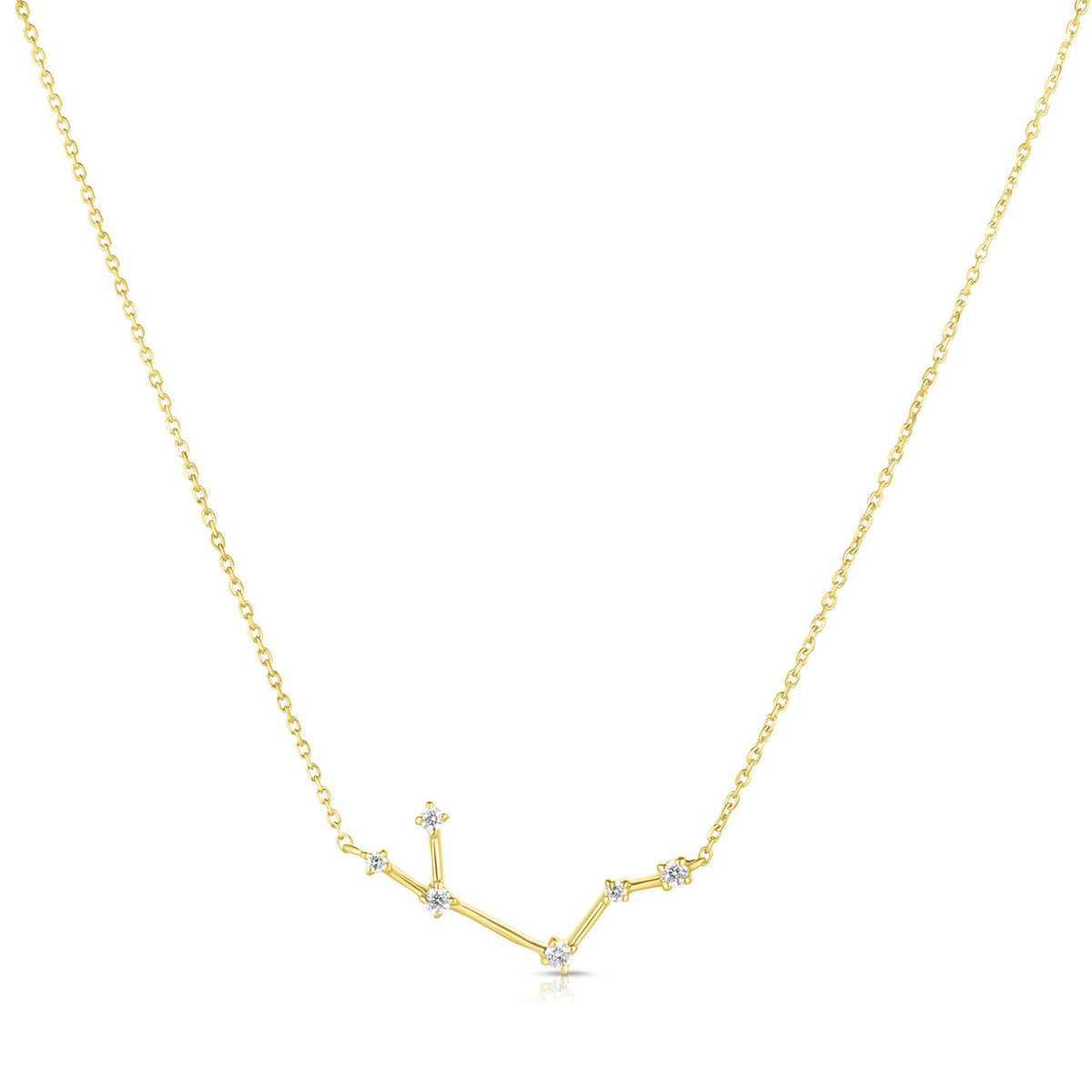 Aries Diamond Constellation Zodiac Necklace, 14k Yellow Gold- URBAETIS Fine Jewelry
