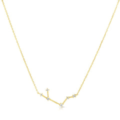 Aries Diamond Constellation Zodiac Necklace, 14k Yellow Gold- URBAETIS Fine Jewelry