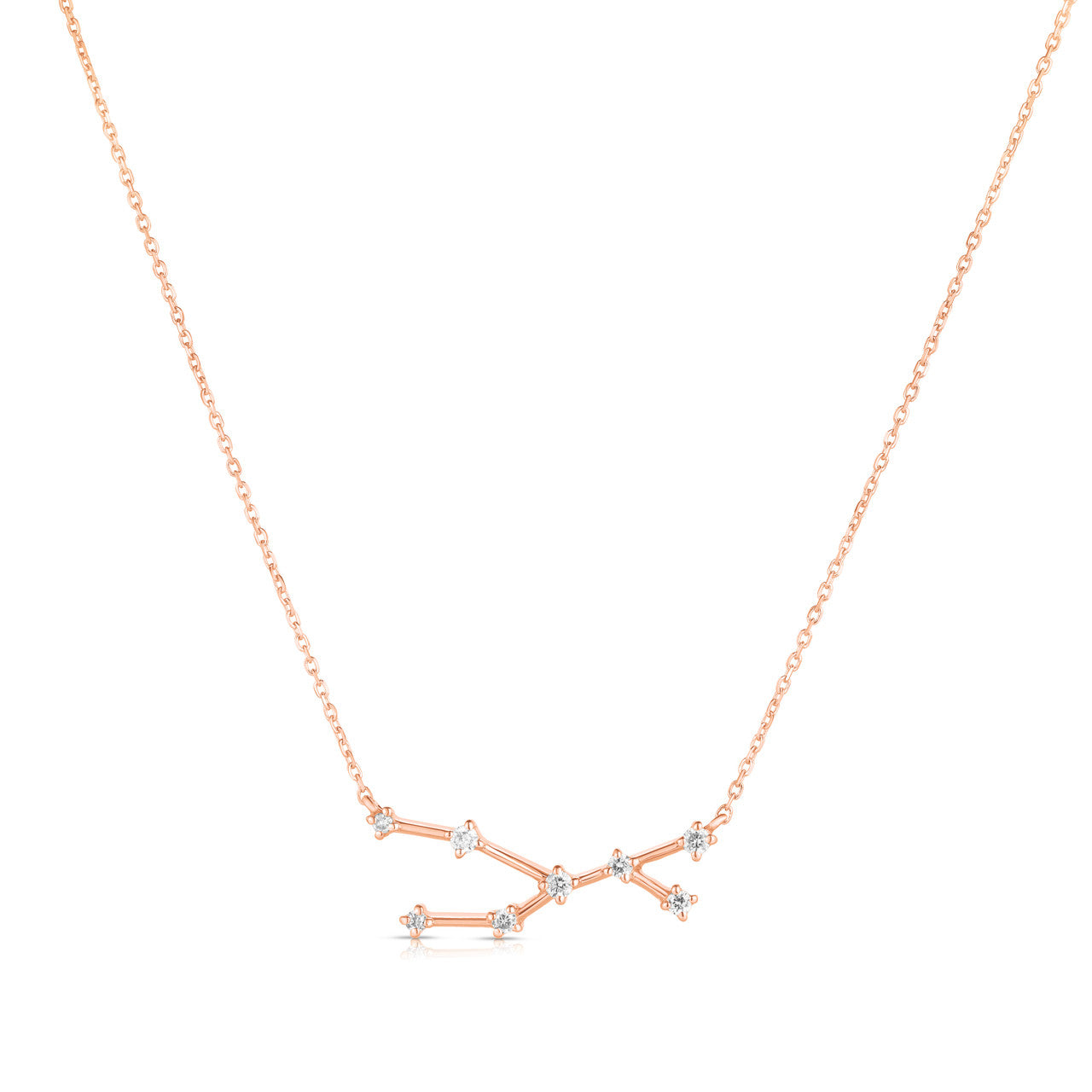 Taurus Diamond Constellation Zodiac Necklace, 14k Rose Gold- URBAETIS Fine Jewelry