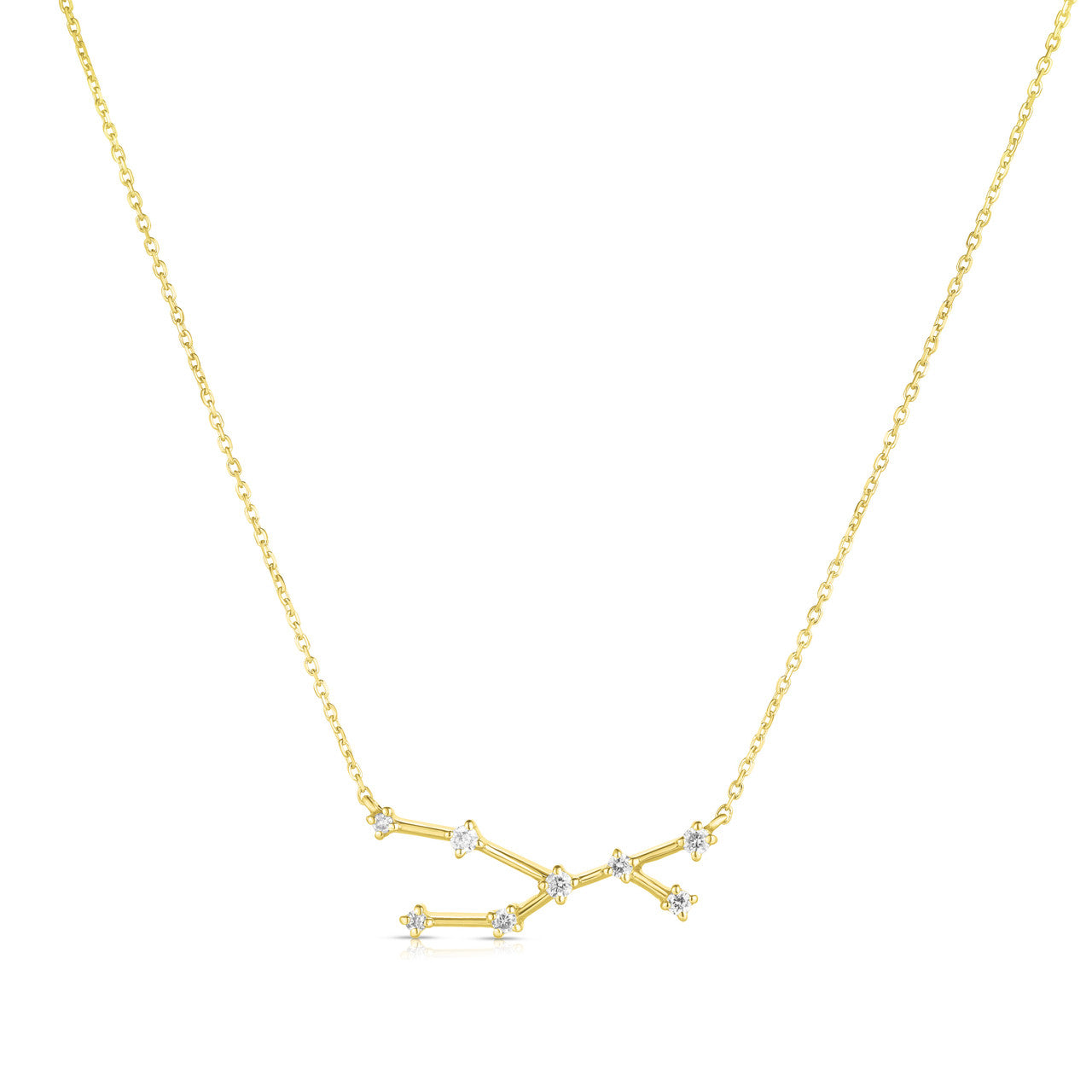 Taurus Diamond Constellation Zodiac Necklace, 14k Yellow Gold- URBAETIS Fine Jewelry