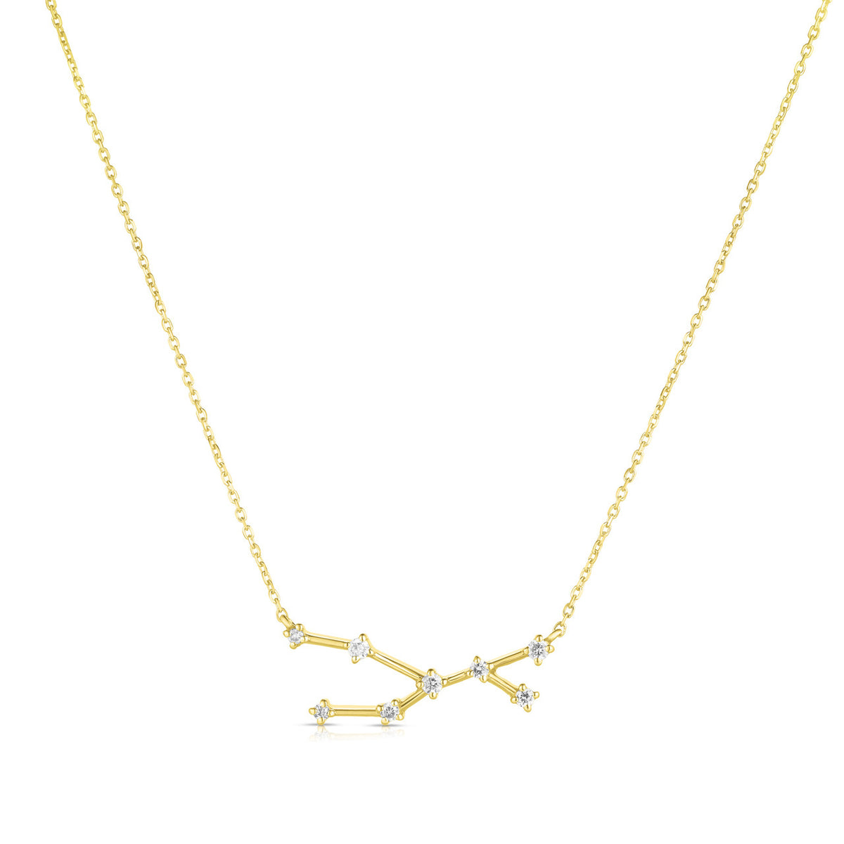 Taurus Diamond Constellation Zodiac Necklace, 14k Yellow Gold- URBAETIS Fine Jewelry