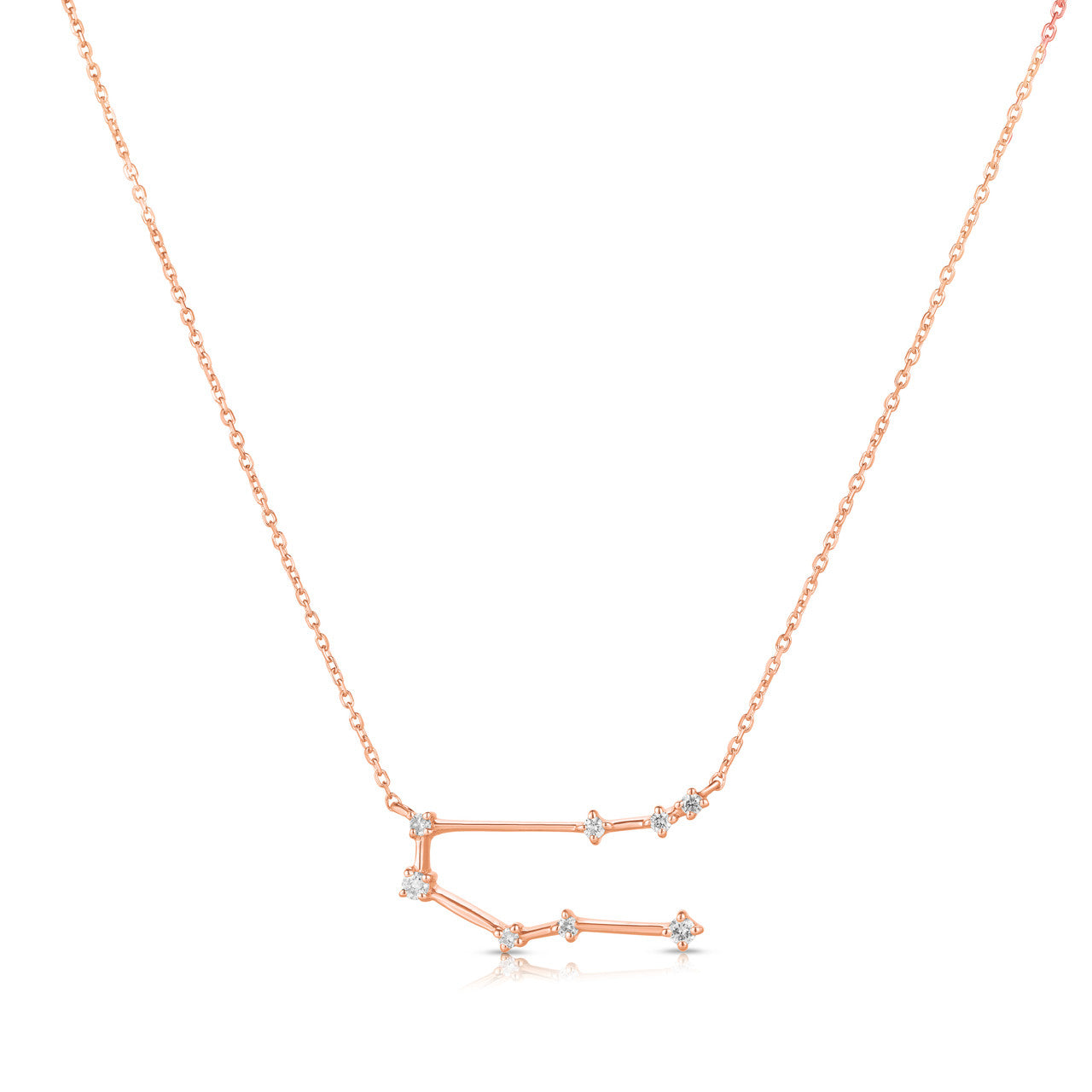 Gemini Diamond Constellation Zodiac Necklace, 14K Rose Gold
