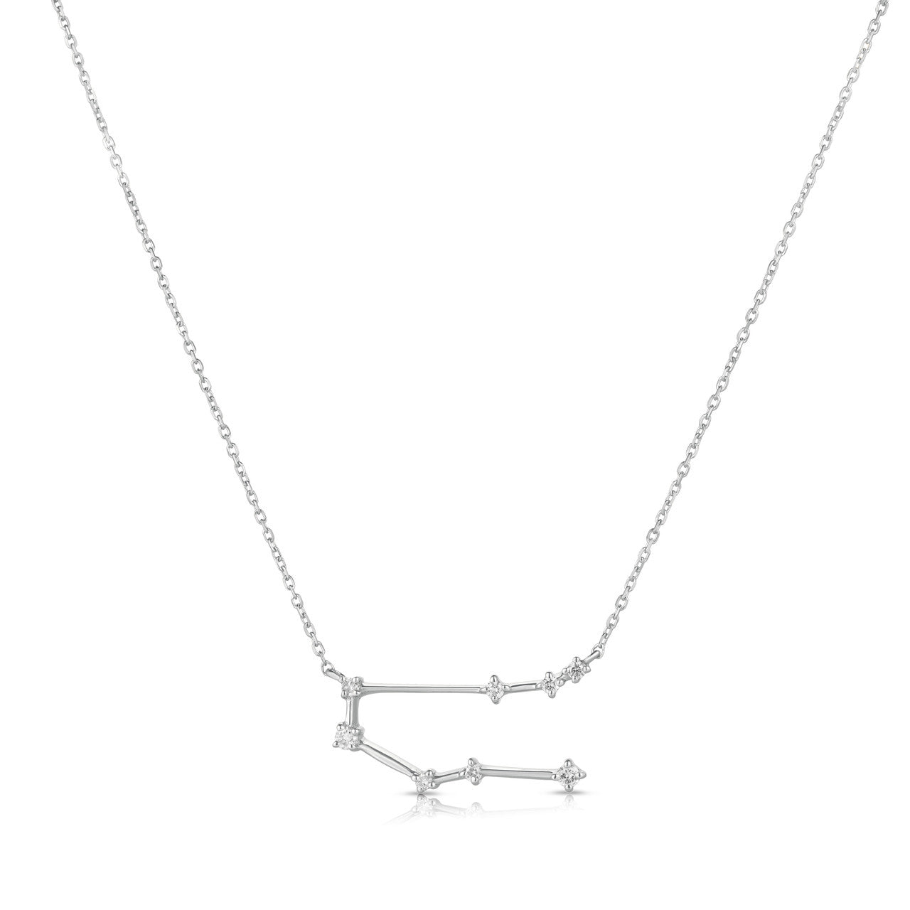 Gemini Diamond Constellation Zodiac Necklace, 14K White Gold- URBAETIS Fine Jewelry