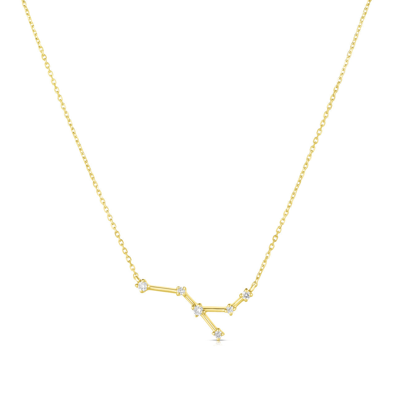 Cancer Diamond Constellation Zodiac Necklace, 14K Yellow Gold- URBAETIS Fine Jewelry