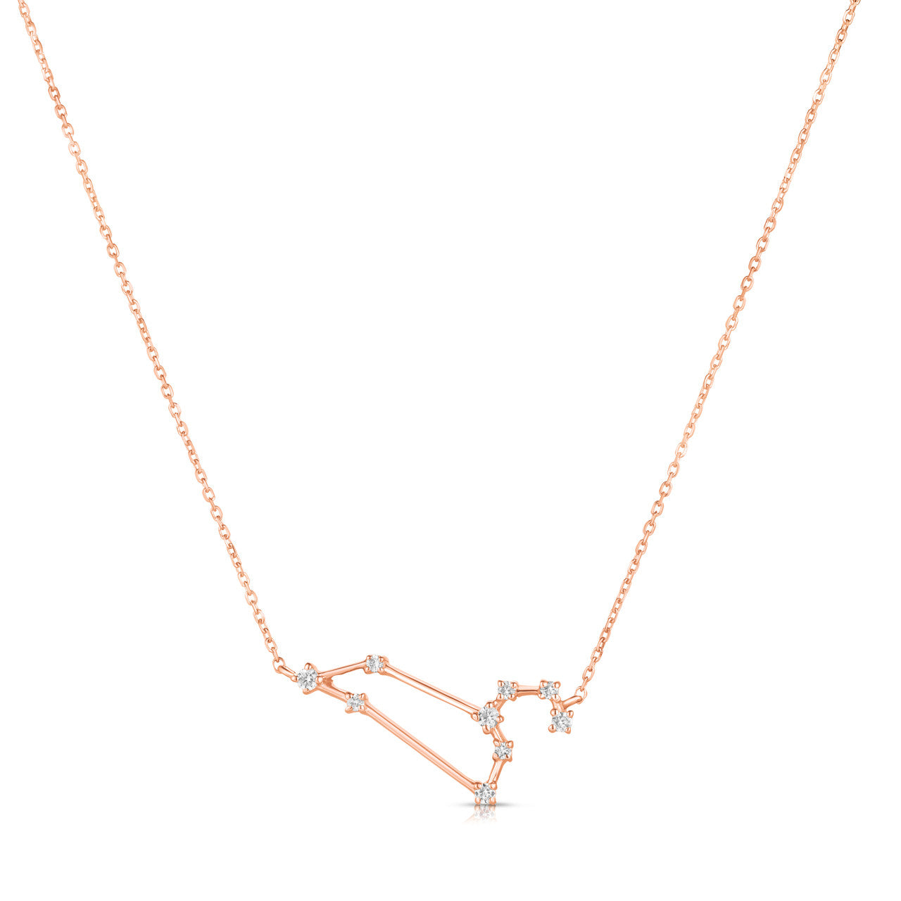 Leo Diamond Constellation Zodiac Necklace, 14K Rose Gold- URBAETIS Fine Jewelry