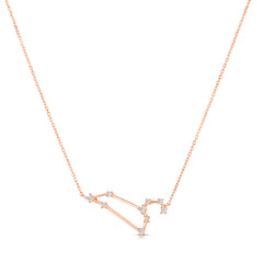 Leo Diamond Constellation Zodiac Necklace, 14K Rose Gold- URBAETIS Fine Jewelry