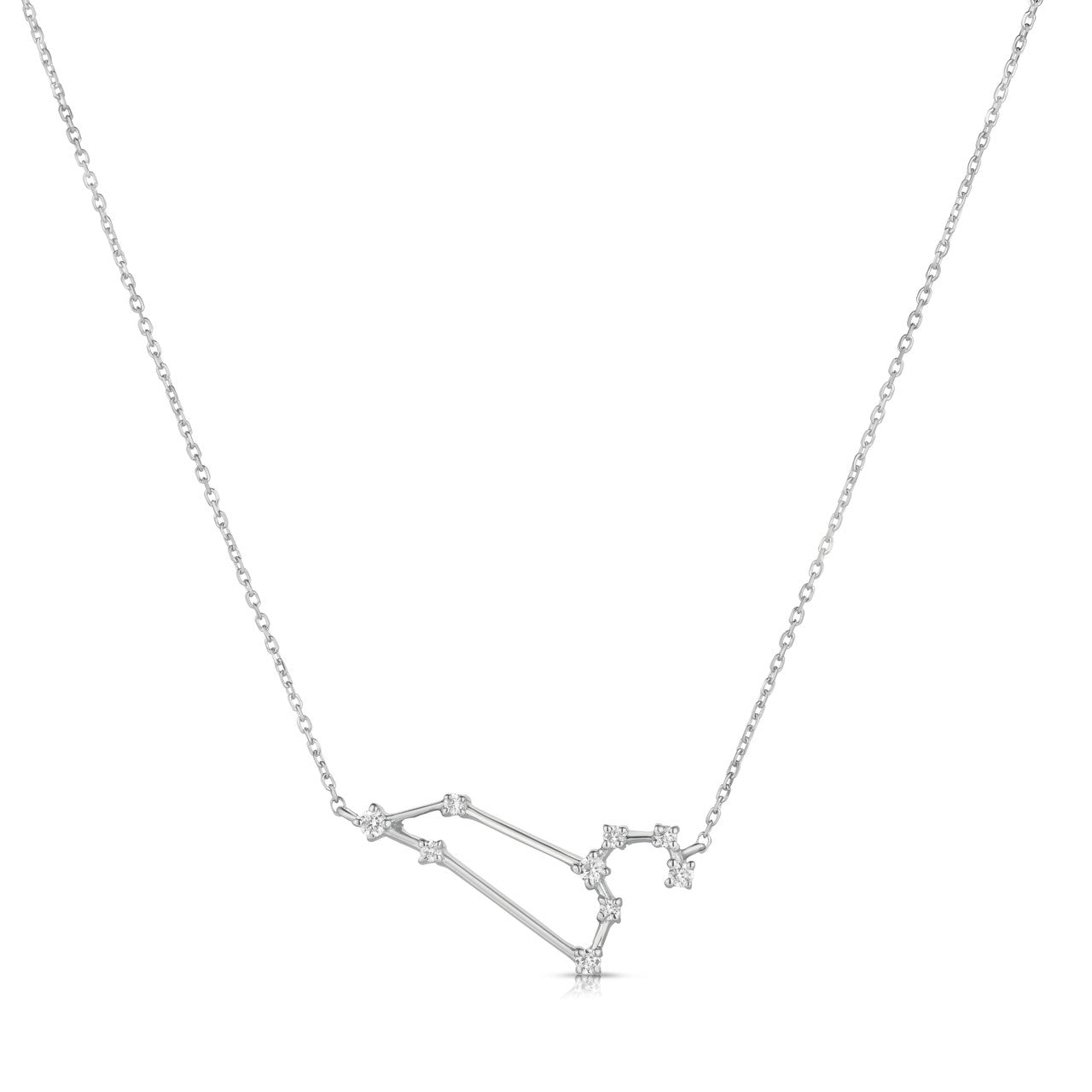 Leo Diamond Constellation Zodiac Necklace, 14K White Gold- URBAETIS Fine Jewelry